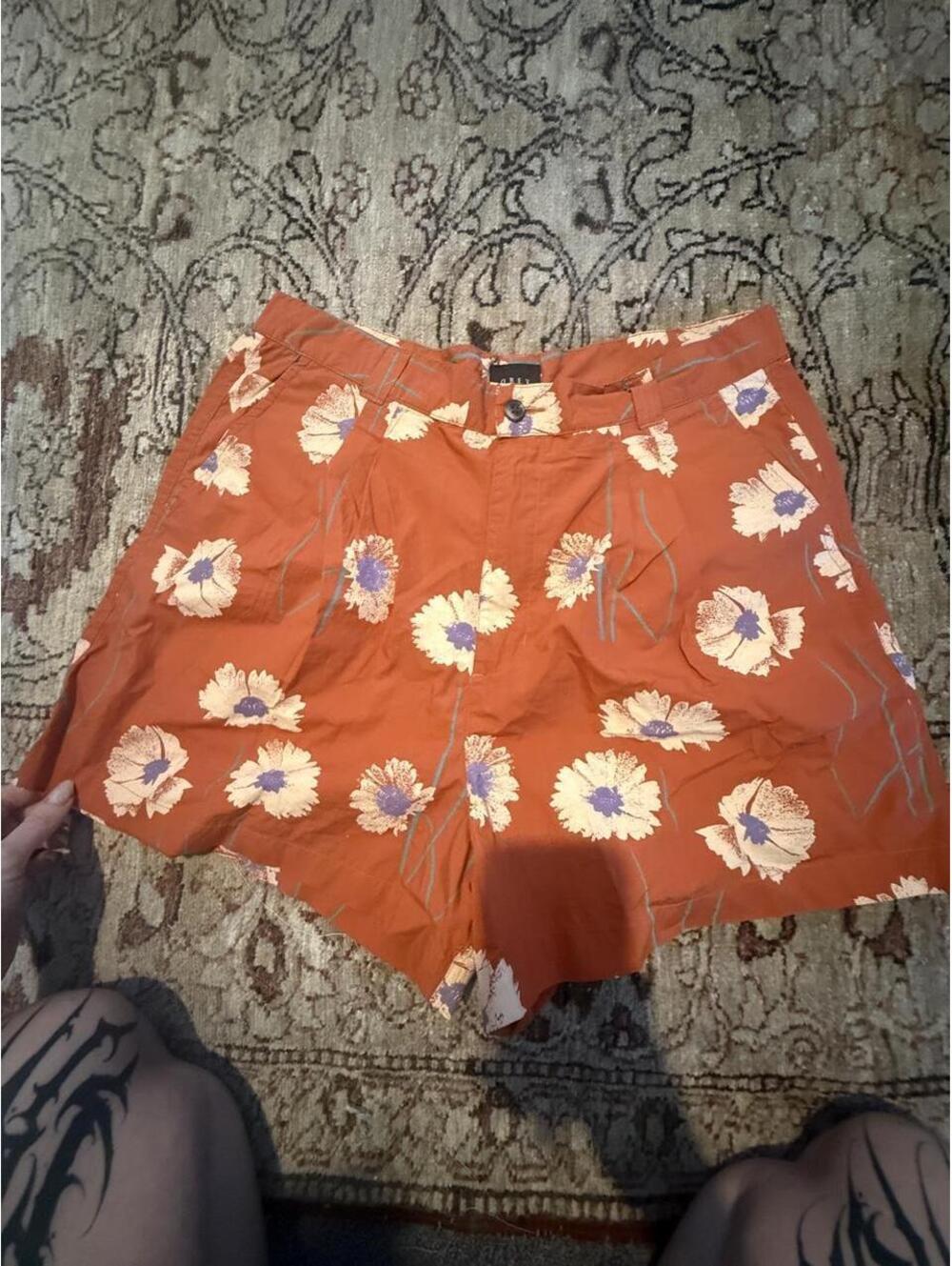 Obey orange floral shorts with white and purple flowers, size 32 #floral #summer